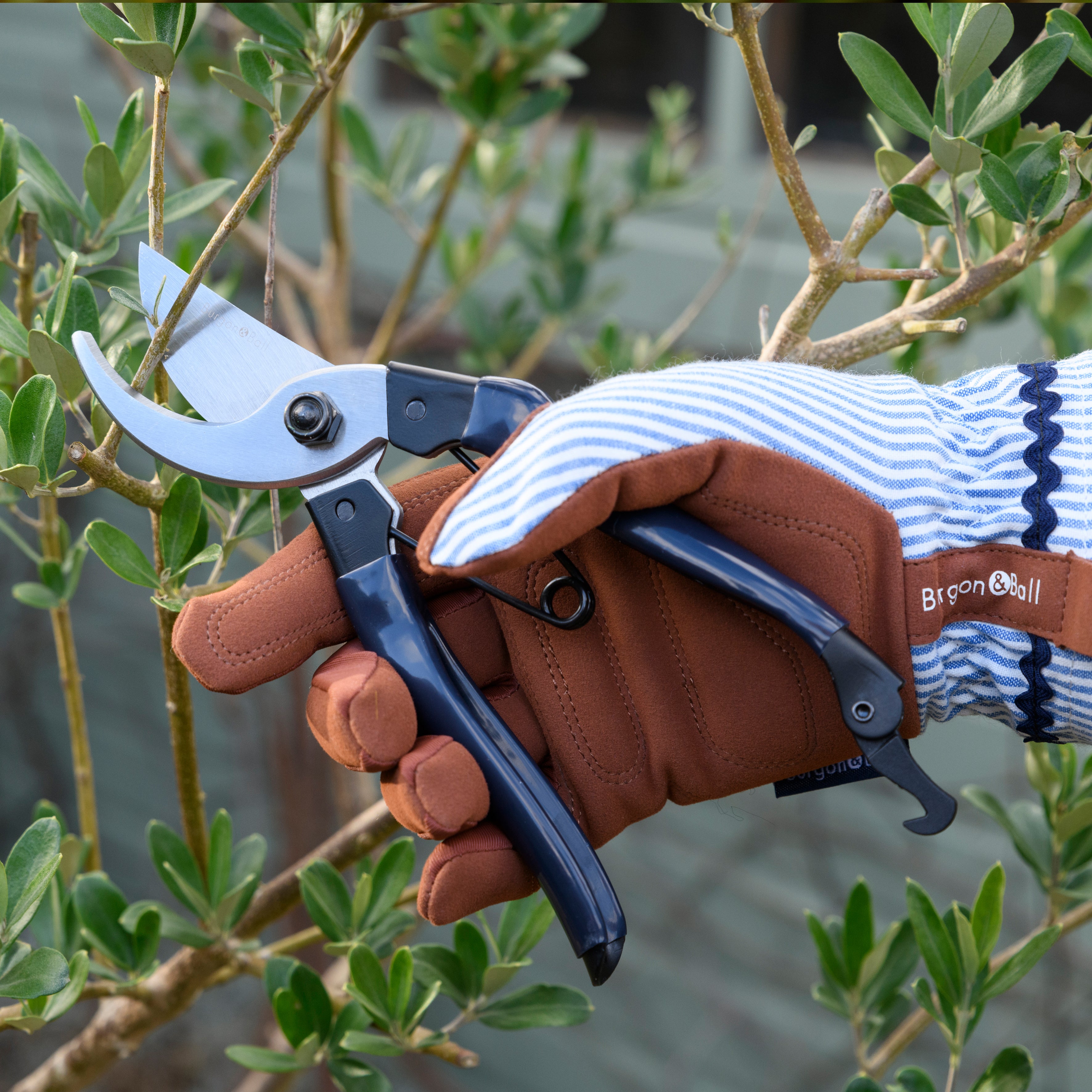 gardening gloves with blade Gardening Gloves, Soft Blue Ticking Stripe – We Say Grow